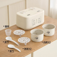 [元旦大促]美的(Midea)双胆电饭煲电饭锅白玉晶釜内胆3-8人香弹饭煲仔饭功能家用智能迷你电饭煲白色MB-RC328