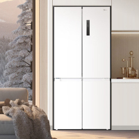 [10.1大促]美的MR-540WSPZE十字对开门制冰盒冰箱家用双系统双循环PT净味一级能效风冷无霜电冰箱 流苏白