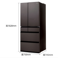 [5.1大促]松下冰NR-F658WX-S5 日本进口636升法式多开门冰箱超薄嵌入无霜 自动制冰