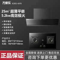 万家乐 25m³超薄平嵌 免拆洗油烟机 X3R1+AY9 25立方大吸力烟灶联动家用吸油烟机 家用灶具两件套