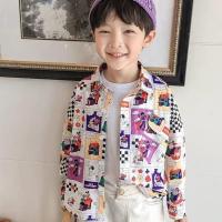 炸街款男童衬衫2021春装新款韩版个性童装儿童漫画宝宝衬衣 100 建议身高90-100CM