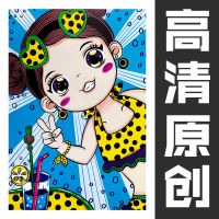 儿童创意美术卡通动漫临摹卡少儿马克笔手绘漫画初级人物素材卡片 尺寸:21*14 cm 新动漫女孩临摹卡片(40张不重复)