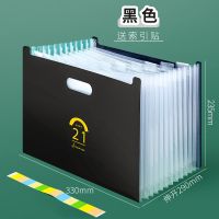 a4风琴包文件夹学生试卷收纳神器竖款多层大容量帆布女帆布制手提 买就送[索引标签贴] 横款[A4-5层-白]风琴包