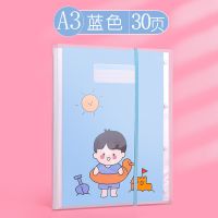 a3试卷收纳袋学生试卷夹卷子收纳夹试卷收纳神器大容量初高中生 1个装/ 蓝色(送12个科目贴) [30页]可装60张试卷