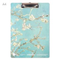 韩国文具莫奈梵高A4木板夹书写垫写字板文件夹学生画板试卷资料 梵高-梅花
