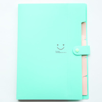 韩版文件夹文件袋多层插页资料册试卷夹子风琴包A4学生用创意文具 蓝绿5格