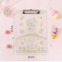 文件夹板 A4烫金试卷夹办公文具资料夹 学生透明亚克力垫板板夹 杏色 牛油果乳酸菌