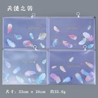 可爱透明A4文件袋简约学生韩版少女心中小学生学科试卷资料收纳袋 天使之羽