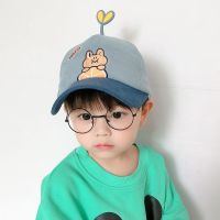 新款宝宝帽子春秋冬款棒球帽儿童遮阳帽男女童鸭舌帽可爱超萌韩版 蓝色 小草青蛙棒球款 2-7岁(48-53cm可调节)