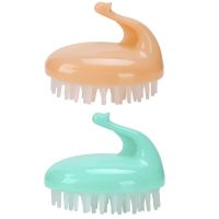 洗头刷子洗发按摩梳子头皮保护爪头部按摩器经络刷成人宝宝通用 孔雀--绿+橘2个装