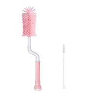 卡通硅胶奶瓶刷360度旋转婴儿奶嘴刷组合洗奶瓶刷子清洁杯刷套装 粉色奶瓶刷