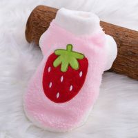 新款猫咪背心秋冬狗棉衣服刺绣可爱双面绒棉衣宠物服装茶杯犬衣服 粉色草莓 L(9-12斤)