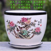 中国风花盆陶瓷批发带托盘 特大号个性绿植创意阳台多肉植物盆栽 82008单个 中等