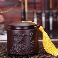 茶叶罐 陶瓷密封罐功夫茶具配件大小号茶罐普洱茶紫砂存储罐 竹子茶叶罐