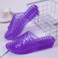 凉鞋女夏季2021新款水晶厚底坡跟露趾果冻高跟妈妈防滑室外凉拖鞋[12月5日发完] [SD-2168水晶坡跟女拖]紫色