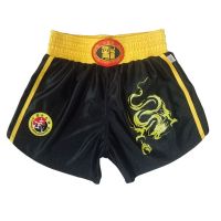 散打服短袖套装带龙拳击服泰拳服男女成人儿童武术表演练功训练服 黑色散打裤带龙 110身高