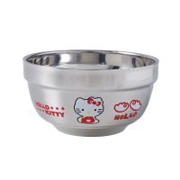304儿童不锈钢卡通碗筷宝宝防摔餐具kt猫碗套装哆啦A梦碗 可消毒 本色KT 12cm单碗 201 铂金碗