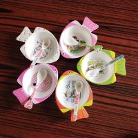 儿童碗防摔防烫可爱卡通幼儿园宝宝吃饭碗密胺仿瓷餐具小学生家用 鱼形碗一个勺子一个颜色随机