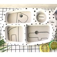 儿童餐盘分格 宝宝吃饭餐具套装可爱卡通碗具家用小孩迪士尼托盘 白色小鹿