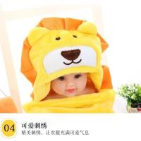儿童浴巾披风浴袍双面绒毛毯新生婴儿抱被法兰绒 黄色狮子