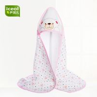 婴儿包被春秋冬季加厚外出保暖新生儿抱被初生宝宝用品襁褓巾抱毯 粉色春夏小熊(三层保暖)90*90