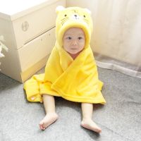 新生婴幼儿抱被春秋珊瑚绒包被法兰绒浴巾多功能披风超柔宝宝抱毯 老虎黄色 85*92(连帽)