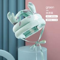 巴布豆婴儿枕头宝宝防摔护头保护垫0-3儿童枕头四季通用防摔头枕 [护头帽] 抹茶绿(可调节 40*53cm(适合0-2岁