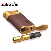 ZOBO正牌打火机烟嘴套装烟嘴+打火机防风 可清洗三重过滤 金色