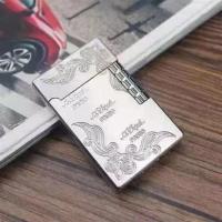 雕刚妙音朗声充气打火机男士超薄侧滑砂轮式钢音高大个性打火机 862银