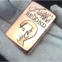 新款DIY无标煤油打火机外壳紫铜光板外壳铜壳防风打火机雕刻 银色 [JD]黄家驹2版