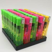 50只批发一次性防风打火机充气电子打火机家用超市小卖部加厚 25只/明火透明小圆机