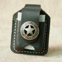 Zippo打火机皮套 真皮牛皮打火机套常规煤油火机通用皮套芝宝套 款式二黑色小五星