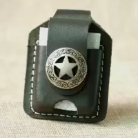 Zippo打火机皮套 真皮牛皮打火机套常规煤油火机通用皮套芝宝套 款式二黑色小五星