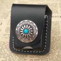 ZIPPO皮套保护套 佐罗等煤油打火机皮套通用真皮火机皮套多款可选 21#镂空花形蓝