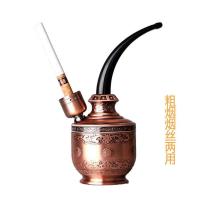 水烟斗健康过滤水烟壶高档静音粗细两用一壶三用环保循环便携烟具 JD128*红铜色(粗烟烟丝两用)