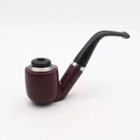 弯式中国过滤手工黑檀木男士铁锅双用型烟斗非实木老式烟斗烟嘴 两用烟斗(809)只送通条