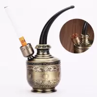 水烟壶 全套水烟斗双重过滤烟嘴壶 水烟袋水烟筒健康多用烟锅烟具 128青铜色双用