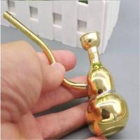 金泰黄铜水烟壶老式水烟斗水烟筒弯式便携水烟壶两用锅铜质过滤 双葫芦 两用型