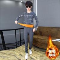 冬款青少年13保暖内衣套装16加绒加厚14初中学生17岁男孩秋衣秋裤 811款灰色(加绒加厚升级版) M(建议70-90