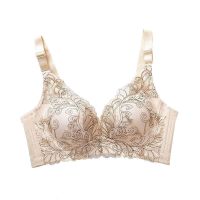 性感刺绣内衣女小胸聚拢无钢圈文胸套装大码收副乳调整型胸罩 肤色 单件 70A 32