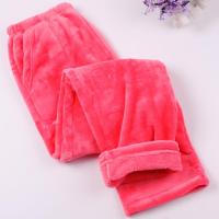 睡裤男女冬季法兰绒男女士睡裤长裤睡衣秋季加厚大码珊瑚绒家居裤 西瓜红 160(M)女款90斤-120斤