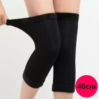 加绒加厚加长护膝秋冬季女士过膝护腿长筒袜子保暖老寒腿长筒袜套 加绒护膝40cm-黑色1双 均码80-160斤