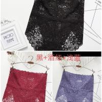 [三条装]蕾丝内裤女高腰性感透明大码胖MM提臀收腹三角女内裤 黑+浅蓝+酒红 M(80-110)