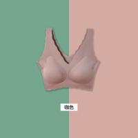 bra欧阳娜娜同款内衣女无钢圈深V小浪花薄款一片式无痕睡眠文胸 咖色[1件装]质量版 XL[建议140-165斤]