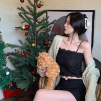 夏装韩版白色复古设计感小众蕾丝短款内搭吊带背心打底衫上衣女潮 黑色 S