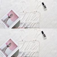 蕾丝美背吊带小背心内搭裹胸打底衫防走光抹胸式内衣女夏薄款上衣 白色一件 均码(80-120斤)