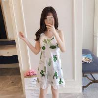 睡衣女夏韩版吊带可外穿性感睡裙可爱宽松夏天睡衣带胸垫家居服 JJL吊带仙人掌 [带胸垫] XL [收藏小店送小礼物]