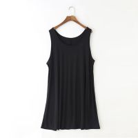 200斤胖妹妹mm打底吊带背心连衣裙宽松加肥加大码睡裙女夏特大码 黑色(1条装) L [90-120斤]