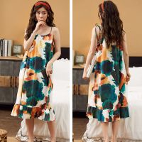 胖mm吊带睡裙女200斤夏天少女睡衣公主风加肥加大码薄款宽松裙子 墨绿色Y2006 M 80到100斤