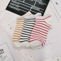 袜子女夏条纹短袜薄款韩版日系可爱学院风小清新ins潮透气简约 3双粗条纹-黄条黑条红条